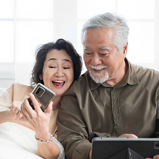 elderly using mobile